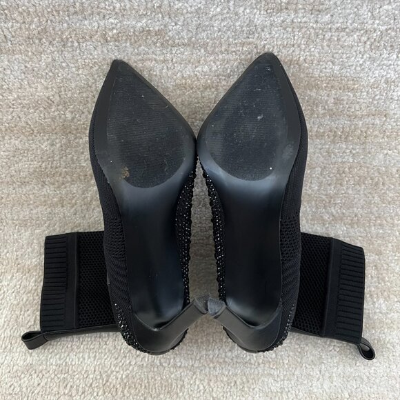 Steve Madden Maxwelle Black Pointed Toe Knit Heeled Booties Boots Shoes 8.5 - Picture 8 of 9